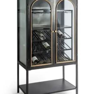 MG Black and Antique Gold "Orwell" Wine Storage Cabinet