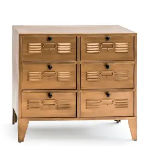 MG Brushed Antique Gold Metal Multi Drawer Side Cabinet