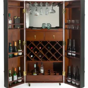 MG Soho Steamer Extra Large Leather Two-Door Wine / Bar Cabinet