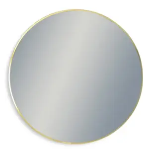 MG Extra Large Round Gold Metal Flare-Framed Broadway Wall Mirror