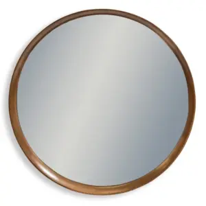 MG Large Round Oak Wood-Framed Dovetail Wall Mirror
