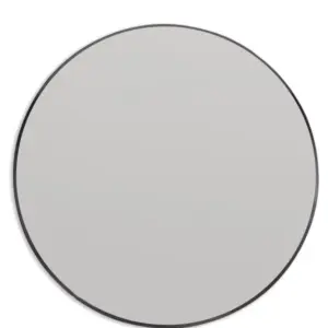 MG Extra Large Round Black Metal Flare-Framed Broadway Wall Mirror