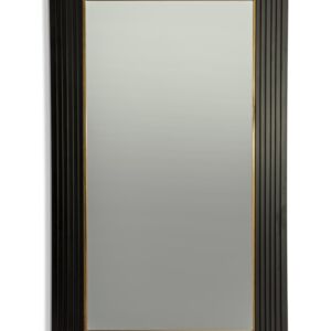 MG Extra Large Savoy Black & Gold Metal Step-Framed Rectangular Wall Mirror