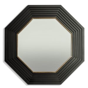 MG Large Savoy Black & Gold Metal Step-Framed Octagonal Wall Mirror