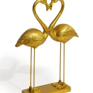MG Antique Gold "Love Heart" Pair of Flamingos Figure