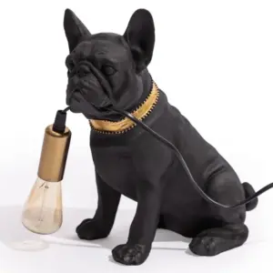 MG Matt Black & Gold Pug Table Lamp