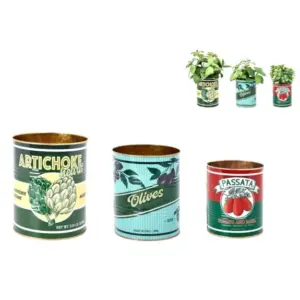 MG Set of 3 Retro "Artichoke, Olives, Passata" Storage Tins