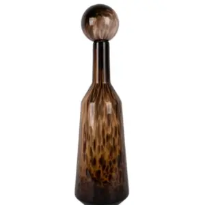 MG Tall Amber Leopard Print Glass Apothecary Bottle