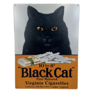 MG Retro Metal "Black Cat Cigarettes" Wall Sign