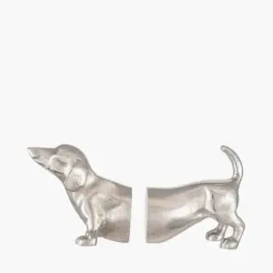 PL Silver Metal Sausage Dog Book Ends