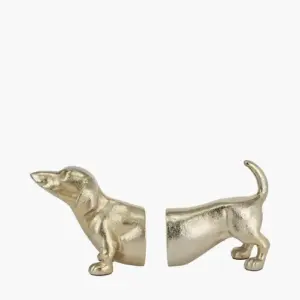 PL Gold Metal Sausage Dog Book Ends