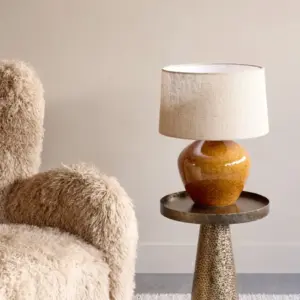 LI Aubrey Terracotta Ceramic Lamp With Hessian Shade Large
