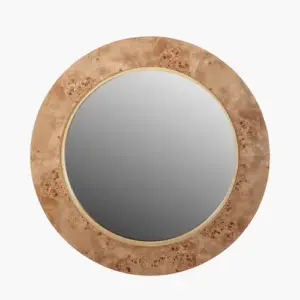 PL Newborough Burr Wood Effect Round Wall Mirror