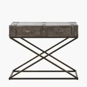 PL Adriano Peppercorn Leather Console Table
