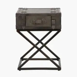 PL Adriano Peppercorn Leather Side Table