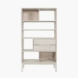 PL Gio White Sand Acacia Wood 2 Drawer, 7 Niche Shelf Unit