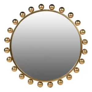 CH Gold Bobble Edge Round Wall Mirror