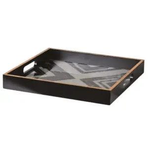 CH Black and White Square Marbled Tray