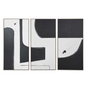 CH Set of 3 Monochrome Abstract Framed Canvases