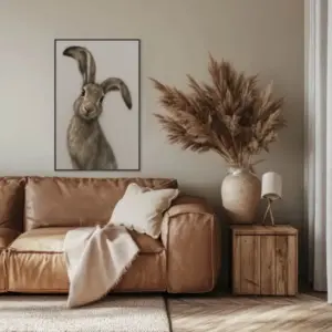 HE Curious Hare 1 Velvet Canvas