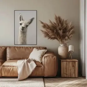 HE Curious Llama Velvet Canvas