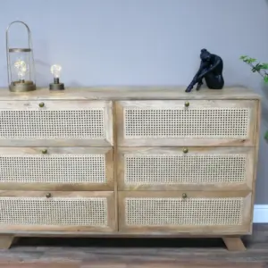 DU 6 Drawer Rattan Cabinet