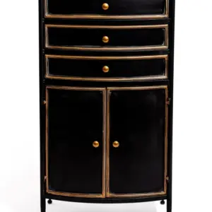 MG Black and Antique Gold "Orwell" Door & Drawer Side Cabinet