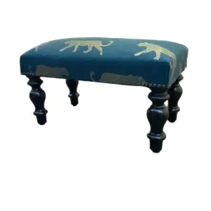 MG Gold Leopard on Teal Footstool