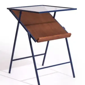 MG Navy Blue Metal Side Table w/ Magazine Rack