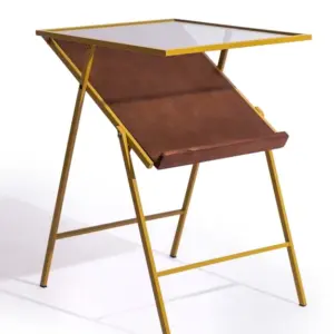 MG Mustard Yellow Metal Side Table w/ Magazine Rack