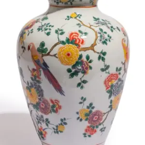 MG White Ceramic Floral & Tropical Bird Vase