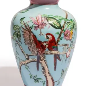 MG Colourful Parrot & Floral Ceramic Vase