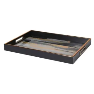 CH Abstract Gold and Black Tray