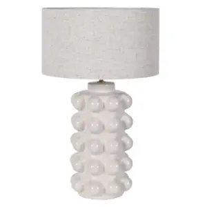 CH White Bobble Lamp with Linen Shade