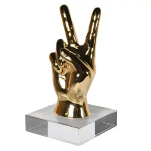 CH Peace Hand Sculpture On Crystal Base