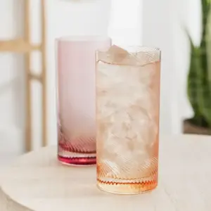 US Twist Highball Tumblers – Set of 2 Pink/Peach