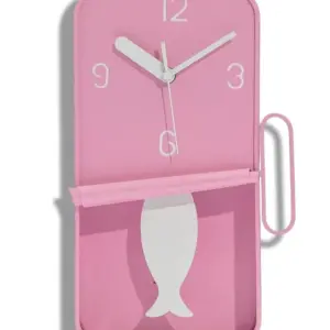 MG Pink Metal Sardine Tin Pendulum Wall Clock