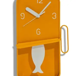 MG Orange Metal Sardine Tin Pendulum Wall Clock
