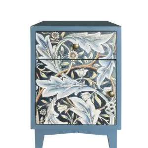MG Blue "Acanthus" Floral Bedside Table (LH Open)