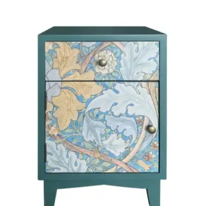 MG Teal Floral Bedside Table (LH Open)