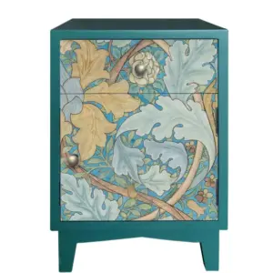 MG Teal Floral Bedside Table (RH Open)