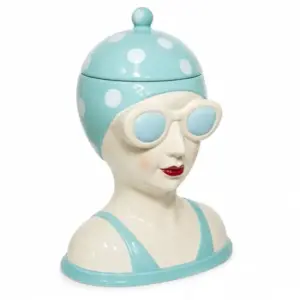 MG Ceramic Blue Beach Swimmer Cookie Jar