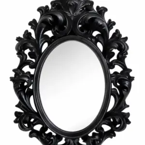 MG Black Oval Rococo Ornate Mirror