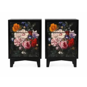 MG A Pair of Boho Floral Bedside Tables