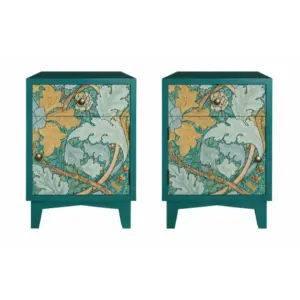 MG A Pair of Teal Floral Bedside Tables