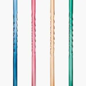 US Twist Glass Straws and Cleaning Brush – Set of 4