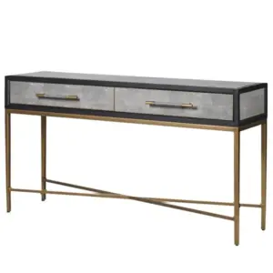 Oak & Shagreen 2 Drawer Console Table